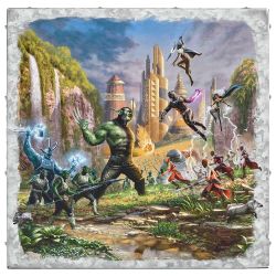 Thomas Kinkade Marvel Black Panther Battle for Wakanda Metal Box Art 14” x 14”