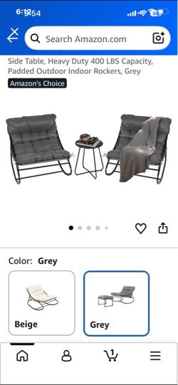 Grey Padded Outdoor Rocking Chairs with Side Table