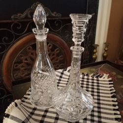 2 Crystal Wine Decanters $25/Both