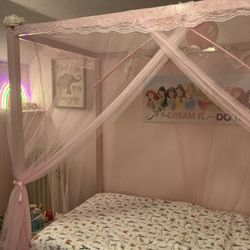 BlushPink Metal Canopy Bed (Frame only) 