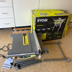 RYOBI 15 Amp 10 in. Compact Portable Corded Jobsite Table Saw with Folding Stand