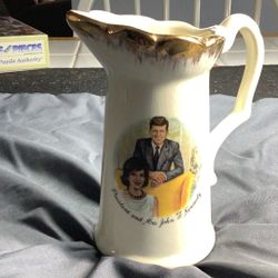 Vintage pitcher With A Picture Of President John F Kennedy And Mrs Kennedy