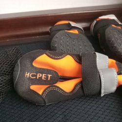 HC Pet Waterproof Anti-Slip Dog Booties Shoes Orange M/L Dog #8