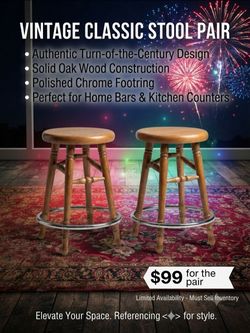 4th of July Sale: Vintage Classic Stool Pair - $99 Must Go!