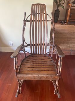 Genuine Amish Made in Cherry Creek NY, Oak Rocking chair. 21 inches deep, 23 inches wide at the arms, 43 inches high to the top of the back. Everythin