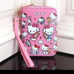 Hello Kitty Zippered Coin Purse Wallet With Key And Card Holder 