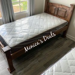 Twin Solid Wood Bed & Bamboo Mattress $340