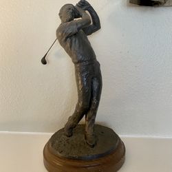 TEE SHOT: FAUX BASE – BRONZETONE Sculpture by Michael Garman