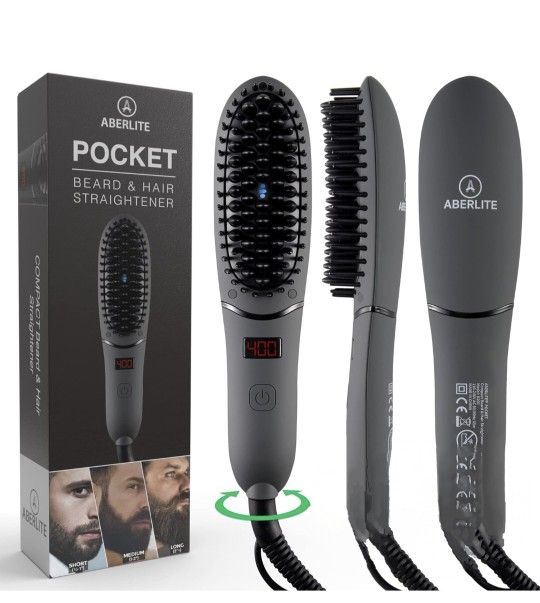 Brand New Compact Beard Straightener for Men - Ionic & Anti-Scald Technology - Beard Straightening Heat Brush Comb Ionic - for Home and Travel