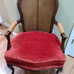 Mid-Century NC Usa Walnut Solid Wood Queen Anne-style Arm Chair w/Cane Back Collectible Delivery Possible
