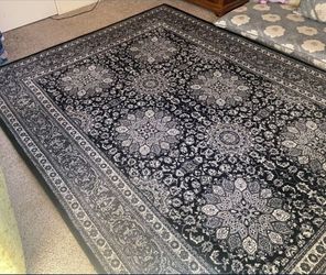 carpet / rug black and white flowers