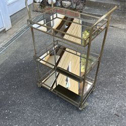 Bar Cart with Mirrored Shelves