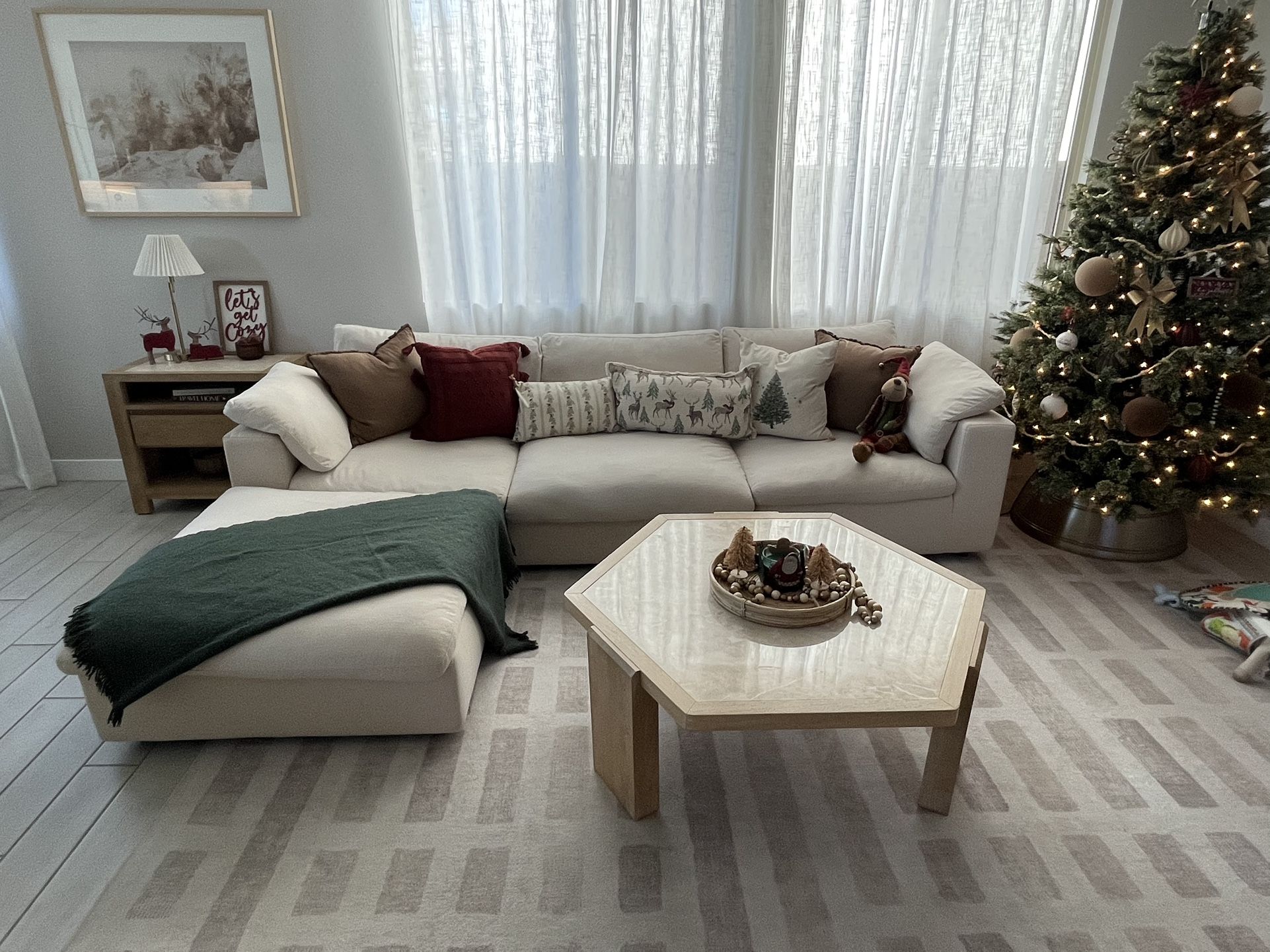 Cream Colored Couch 117”x39”x24”