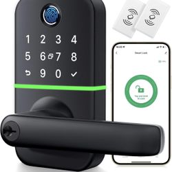 Keypad Smart Door Lock with Handle: Kucacci Keyless Entry Fingerprint Lock - Digital Code Handle with Keypad - Electronic Smart Knob for Front Door - 
