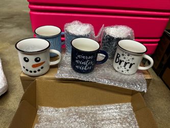 Winter Holiday Ceramic Mugs Set of 6