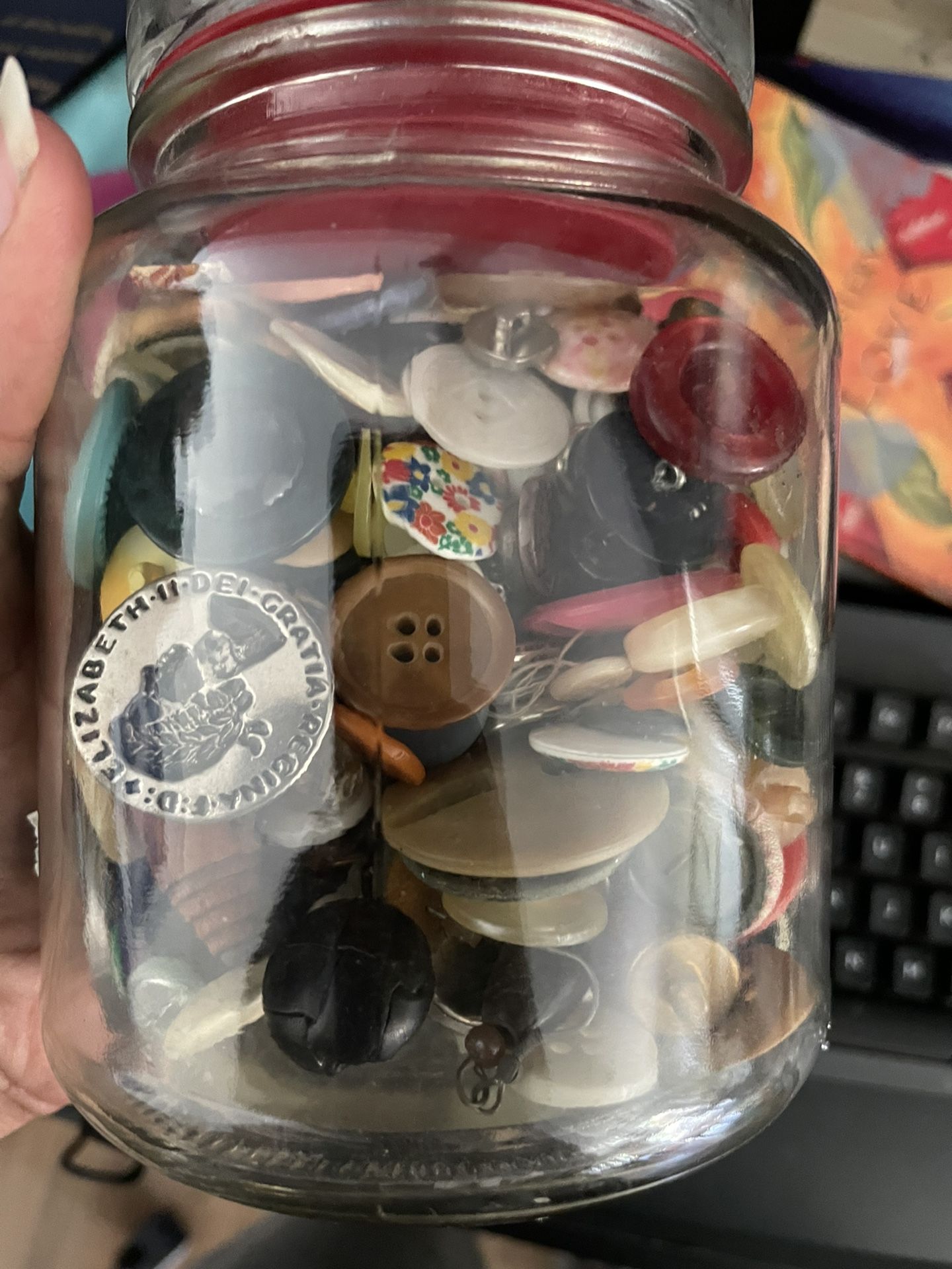 Buttons Jar Full Vintage Collection Sewing Upcycle