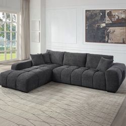 Brand New Super Comfy Chenille Style Chosen Gray Sectional 