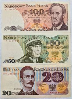 Narodowy Bank Polski 100, 50, 20 Zlotych  Unc Gem