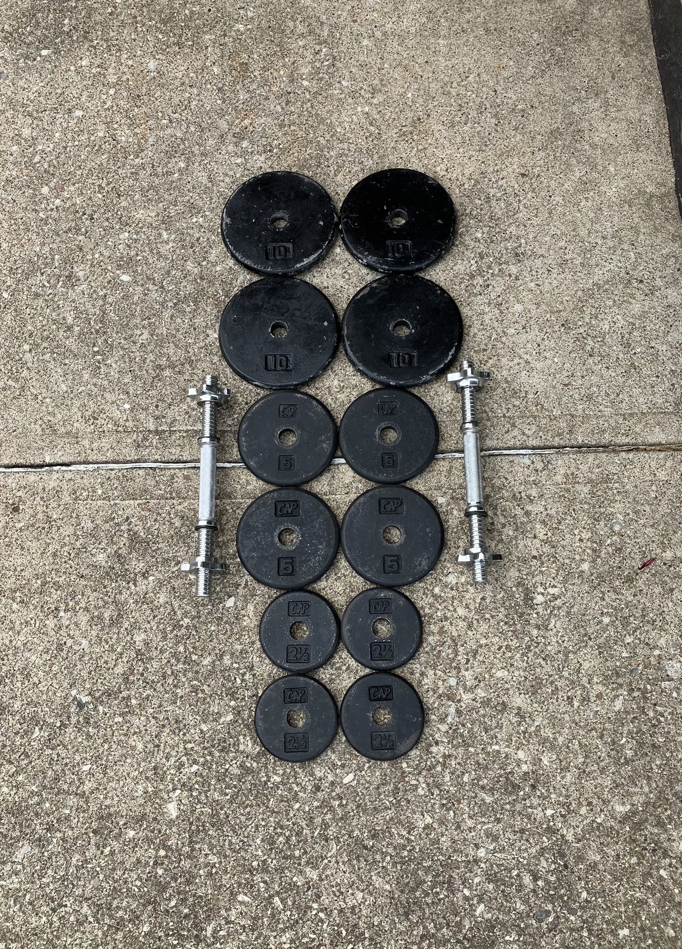 70lbs + 2x adjustable handles 1" dumbbell Weight plate set dumbbells weights plates standard bar Bars lb Ibs 35lbs 35lb 35