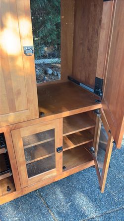Wooden Armoire Cabinet with Glass Doors