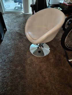 White Faux Leather Swivel Accent Chair