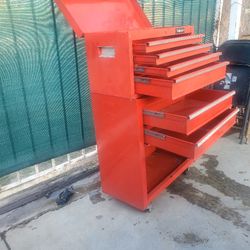 Small Cart Tool Box Used 🧰  No Key  26"W 45"h   6 Drawer  Plus The Door Storage   