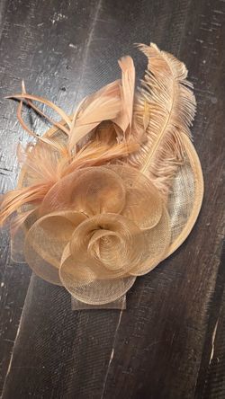 Gold Sinamay Fascinator with Feathers - High Tea Hats
