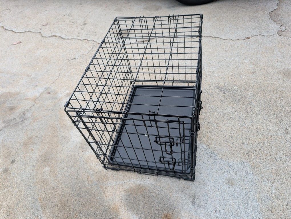 24" Dog Crate for Small Pet Kennel Cat Folding Steel Animal Playpen Wire Metal, Black