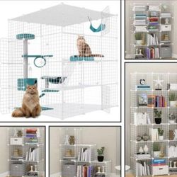 New MESHKADetachable Metal Wire Indoor DIY Kennels Crate Large Exercise Place Ideal,1-4 Cats, Rabbit Small Animal