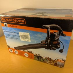 BLACK+DECKER Electric Leaf Blower, Leaf Vacuum and Leaf Mulcher, 3-in-1 300 CFM 210 MPH 12-Amp Handheld Lightweight Corded Electric Combo Kit (BV3100)