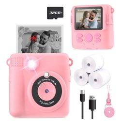 Instant Print Camera for Kids, Christmas Birthday Gifts Girls Boys Age 3-12, HD Digital Video Cameras Toddler, Portable Toy 3 4 5 6 7 8 9 10 Year Old 
