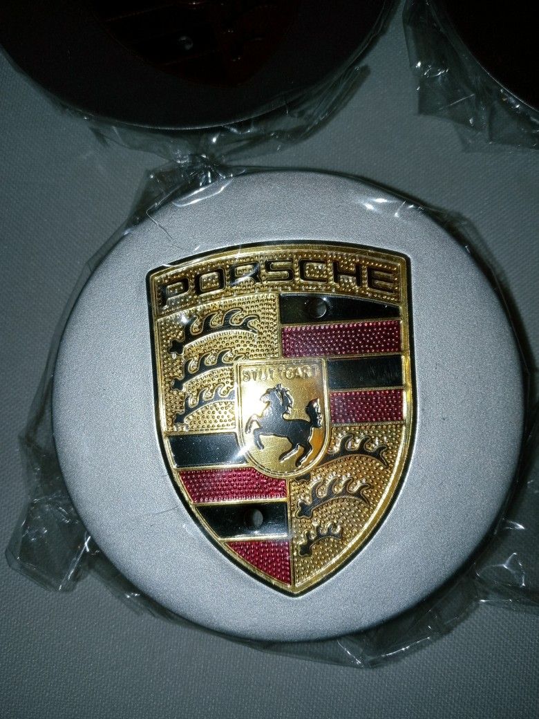 Porsche Concave Center Caps Gloss Silver 76 mm