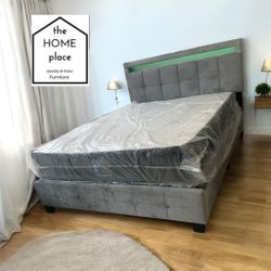 Brand New Queen LED Bed Frame With Mattress & Boxspring All For Only $399 🚨 Ready For Delivery 🚚 