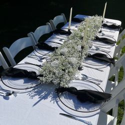 4 Faux Flower Garlands - Faux Babies Breathe & White Roses