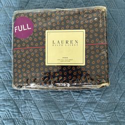 Sheets Full Flat Sheet RL Blue. Vintage