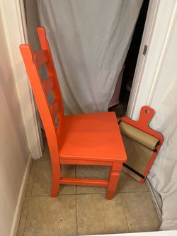 Chair wood chair painted  orange