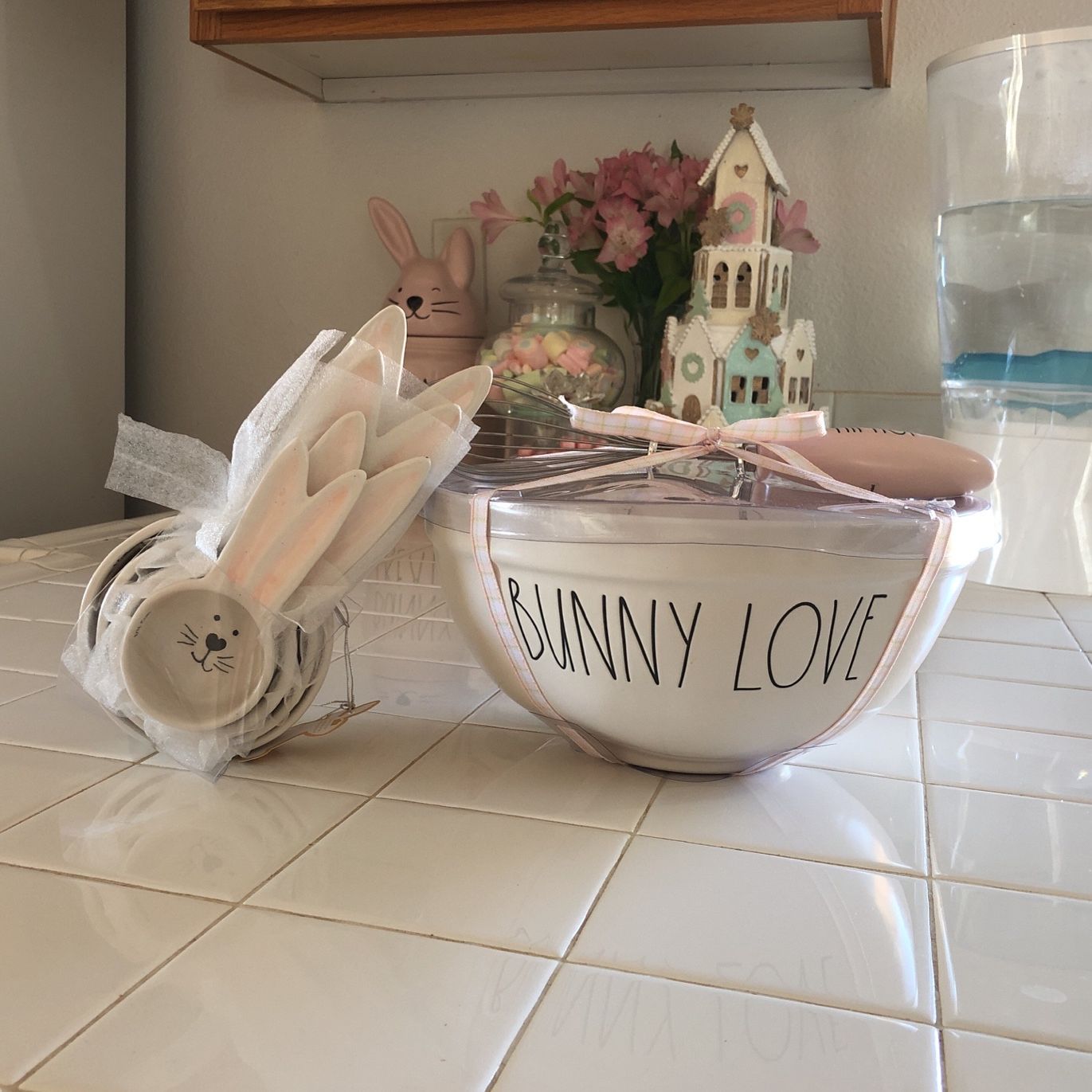 Rae Dunn, Baking Bowl, Measuring Cups, Easter Decor, Spring Decor.