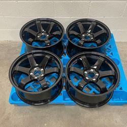 New 18 Inch Rays TEs Style Rims Wheels 18x8.5 +35, 18x9.5 +30 (5x114.3) Staggered Set