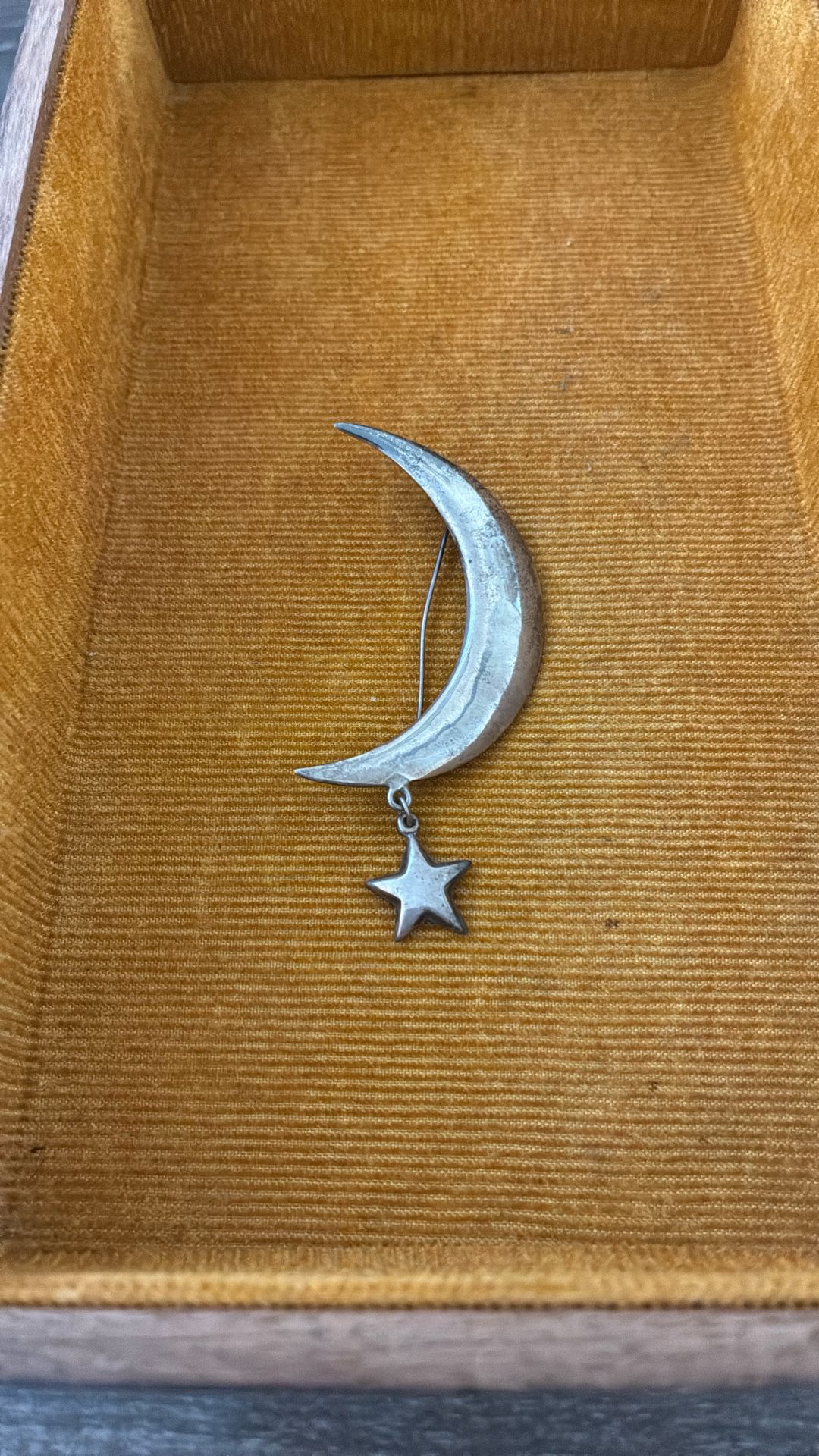 Vintage Sterling Silver 925 Large Crescent Moon & Pendant Star Celestial Brooch Pin Witchy Whimsigoth