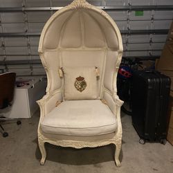 Two King Antique Chateau Balloon Canopy Chairs Imported