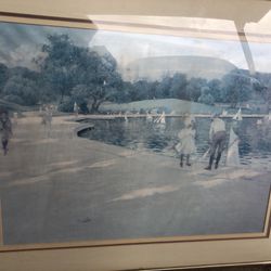 Kids With Sailboats In Park Old Setting