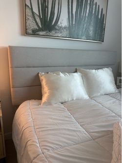 Light Grey/ Tan Queen Bedframe