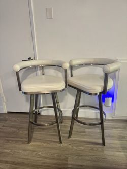 Bar stools chairs, 38 inch tall, white, modern - living spaces