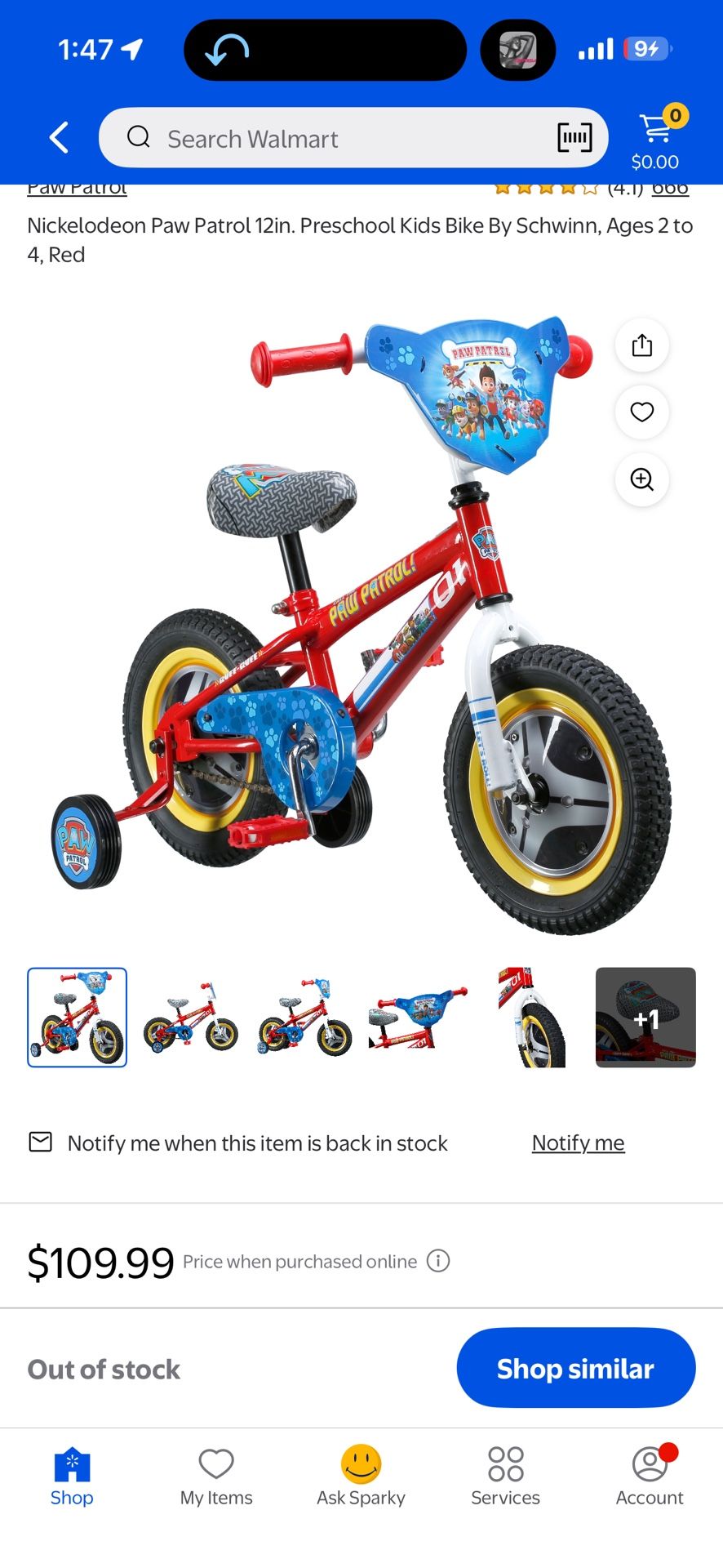 Brand New Paw Patrol Bike