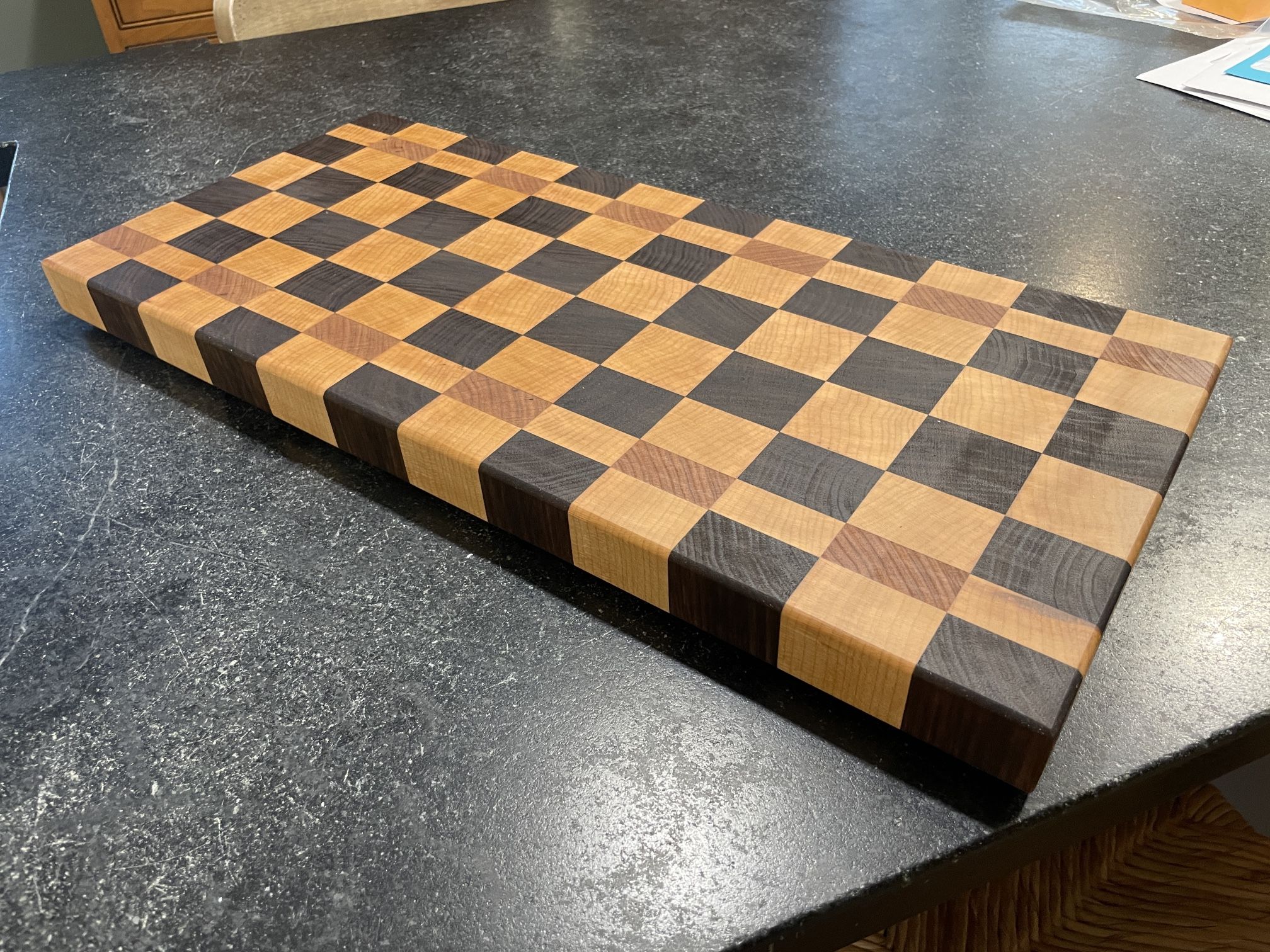 End Grain Cutting Board, Walnut Maple And Cherry
