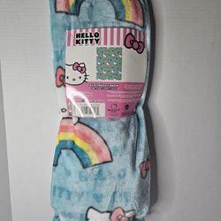 New Hello Kitty Blue Bow So Sweet Plush 40 x 50 Preschool Throw Blanket With Tag