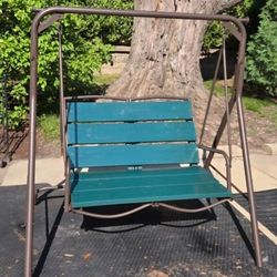 Outdoor Wood And Metal Swing Bench