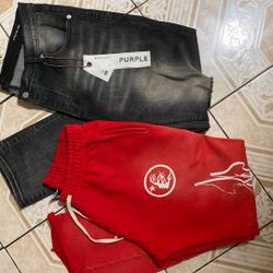 Gray Purple Size 40 And Hell star Sweats Size: L