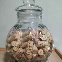 14" Glass Jar With Corks, PICK UP IN EAST ORLANDO  
