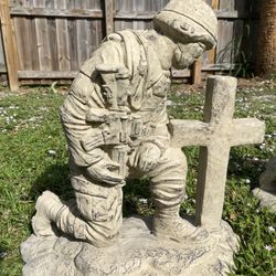 Concrete Solider W/ Cross Statues (Sold Individually )